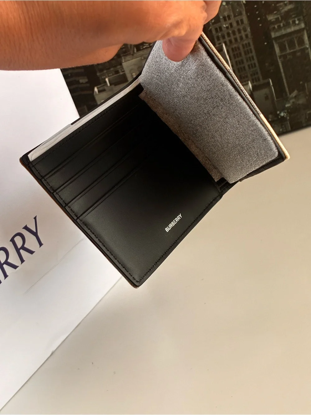 Burberry Brown and Red Icon Stripe wallet